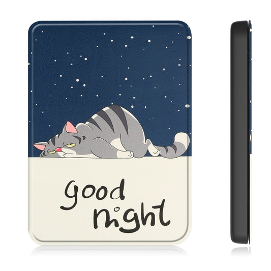 For KOBO Clara Colour 2024 / BW Painted Voltage Caster TPU Leather Smart Tablet Case(Lazy Cat) by buy2fix