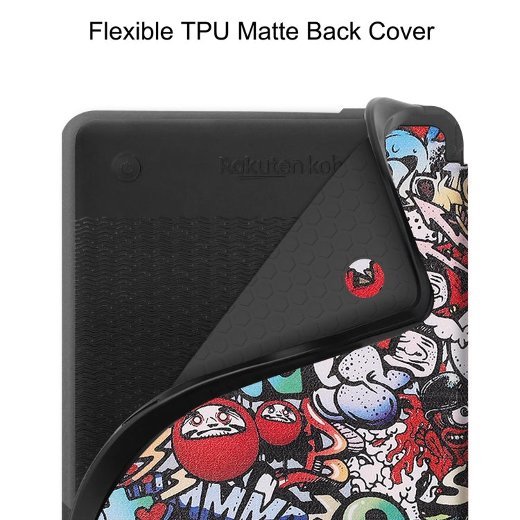 For KOBO Clara Colour 2024 / BW Painted Voltage Caster TPU Leather Smart Tablet Case(Graffiti) by buy2fix