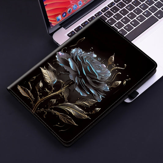 For Samsung Galaxy Tab S9+ / S9 FE+ Crystal Texture Painted Leather Tablet Case(Black Rose) by buy2fix