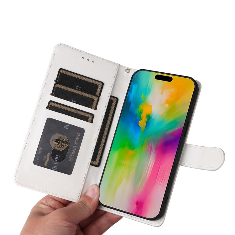 For iPhone 16 Diamond Lattice Leather Flip Phone Case(White) by buy2fix