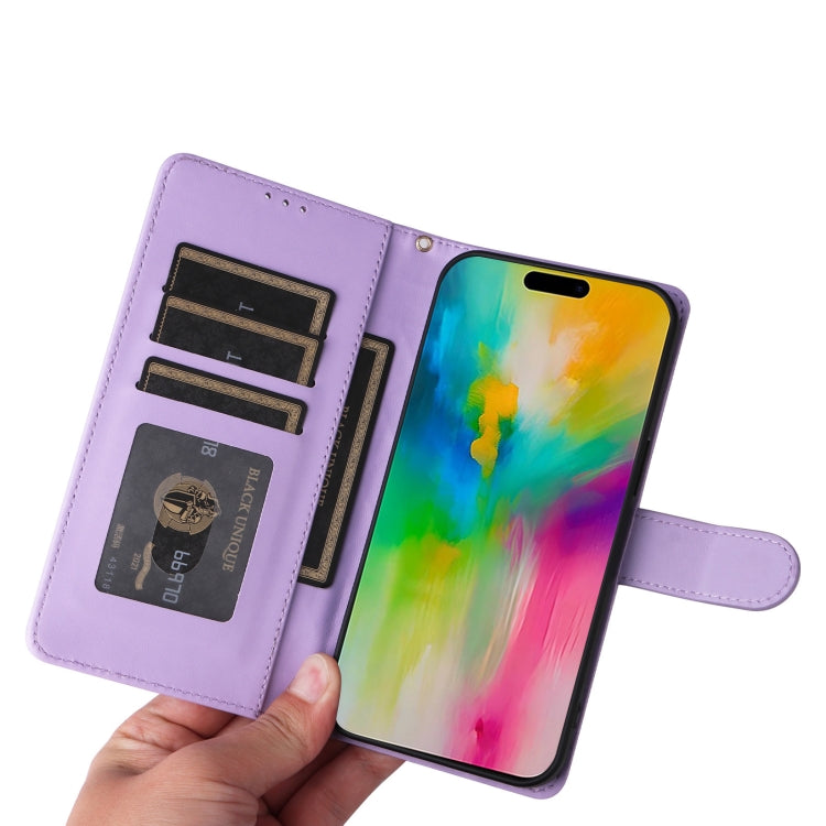 For iPhone 16 Diamond Lattice Leather Flip Phone Case(Light Purple) by buy2fix