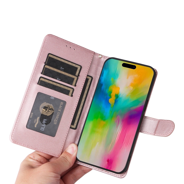 For iPhone 16 Diamond Lattice Leather Flip Phone Case(Rose Gold) by buy2fix