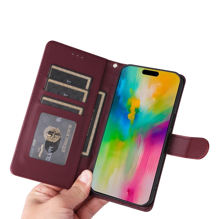 For iPhone 16 Diamond Lattice Leather Flip Phone Case(Wine Red) by buy2fix