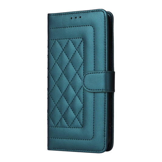 For iPhone 16 Diamond Lattice Leather Flip Phone Case(Green) by buy2fix