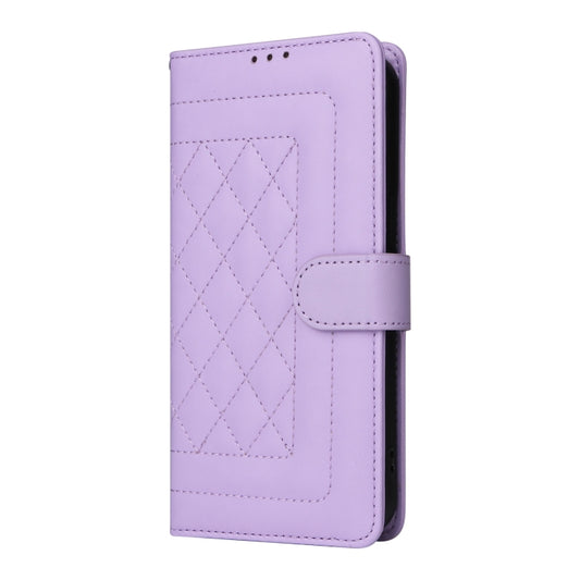 For iPhone 16 Plus Diamond Lattice Leather Flip Phone Case(Light Purple) by buy2fix
