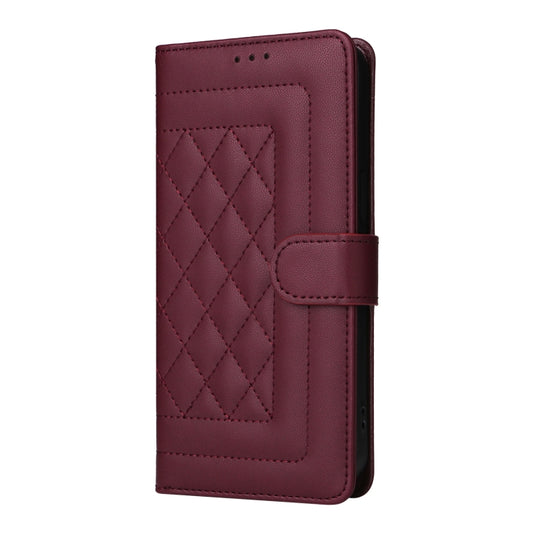 For iPhone 16 Pro Diamond Lattice Leather Flip Phone Case(Wine Red) by buy2fix