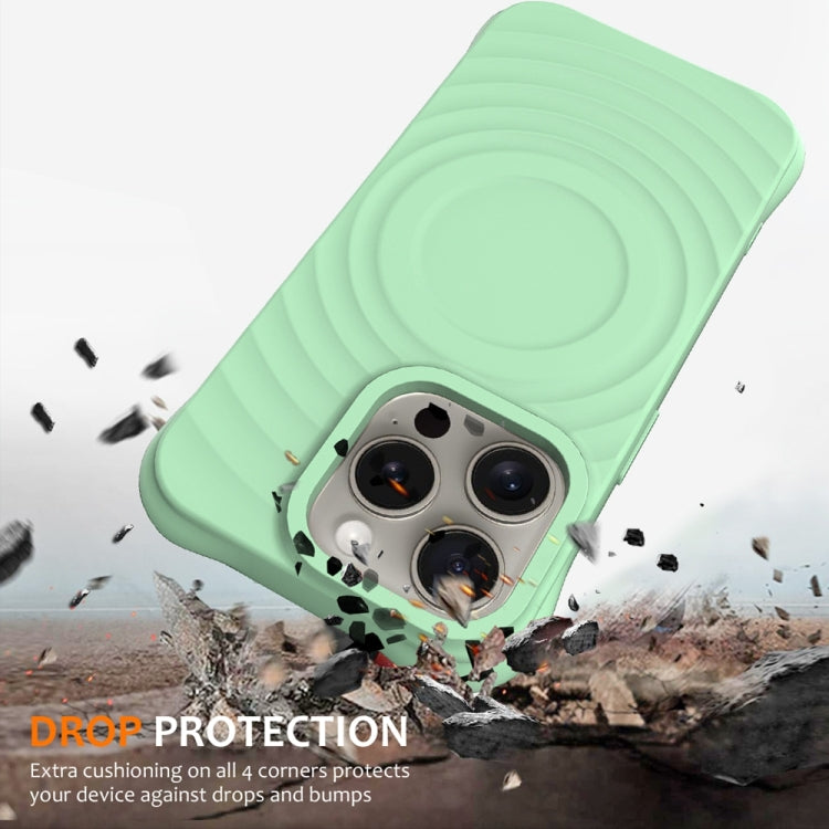 For iPhone 15 Pro Wave Texture MagSafe Magnetic Liquid Silicone Phone Case(Green) by buy2fix