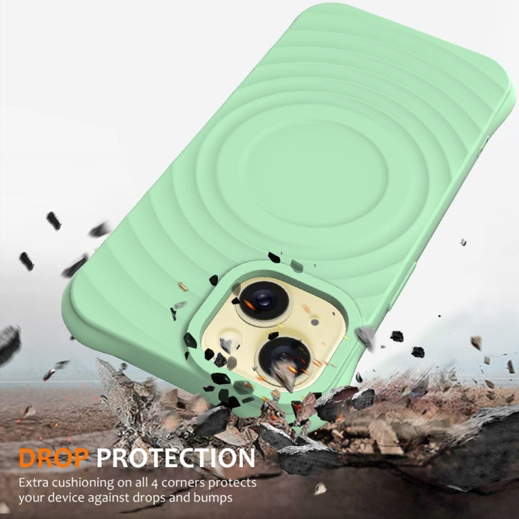 For iPhone 15 Plus Wave Texture MagSafe Magnetic Liquid Silicone Phone Case(Green) by buy2fix