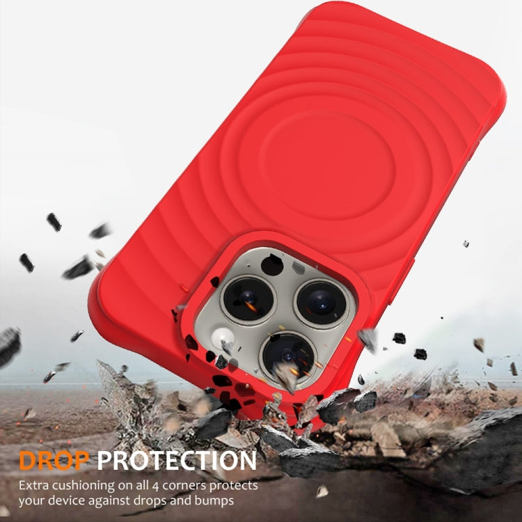For iPhone 14 Pro Wave Texture MagSafe Magnetic Liquid Silicone Phone Case(Red) by buy2fix