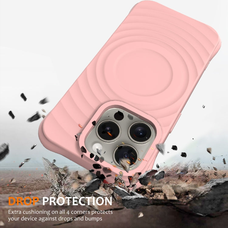 For iPhone 16 Pro Wave Texture MagSafe Magnetic Liquid Silicone Phone Case(Pink) by buy2fix