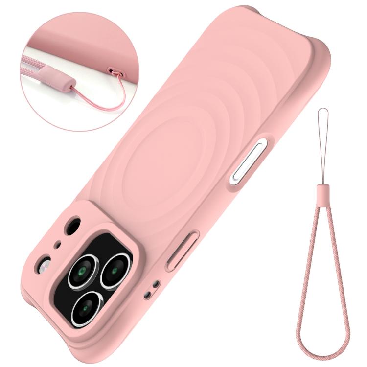 For iPhone 17 Pro Max Wave Texture MagSafe Magnetic Liquid Silicone Phone Case(Pink) - iPhone 17 Pro Max Cases by buy2fix | Online Shopping UK | buy2fix