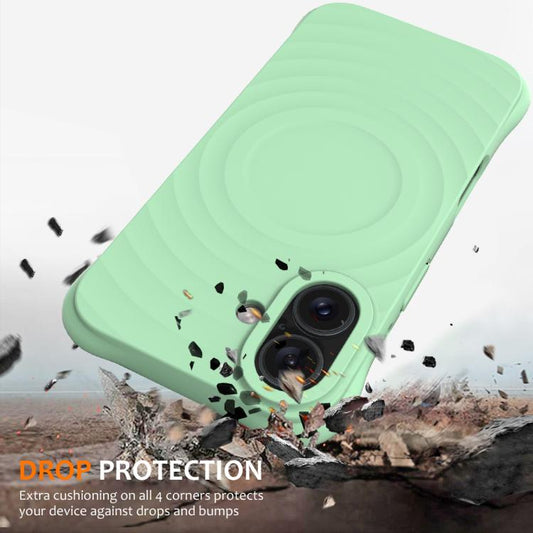For iPhone 17 Wave Texture MagSafe Magnetic Liquid Silicone Phone Case(Green) - iPhone 17 Cases by buy2fix | Online Shopping UK | buy2fix