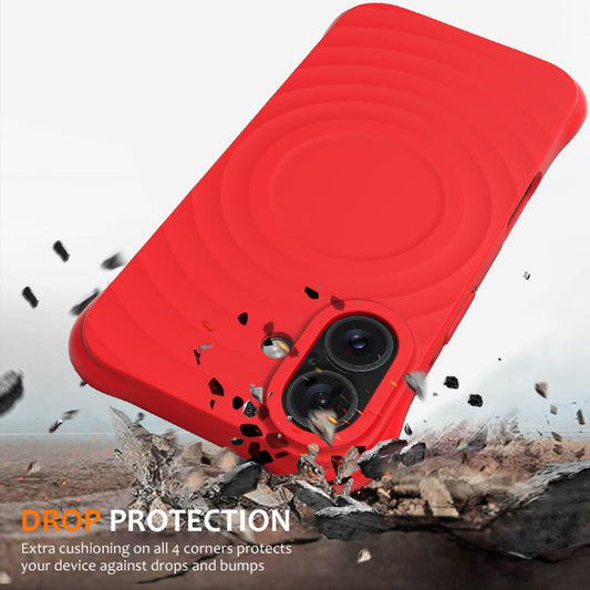 For iPhone 17 Wave Texture MagSafe Magnetic Liquid Silicone Phone Case(Red) - iPhone 17 Cases by buy2fix | Online Shopping UK | buy2fix