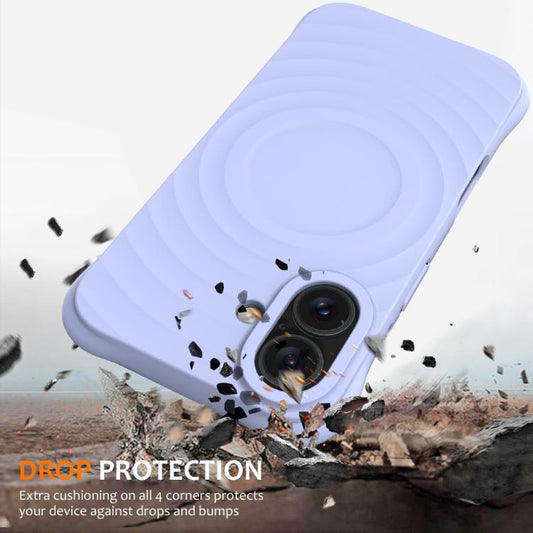 For iPhone 17 Wave Texture MagSafe Magnetic Liquid Silicone Phone Case(Purple) - iPhone 17 Cases by buy2fix | Online Shopping UK | buy2fix