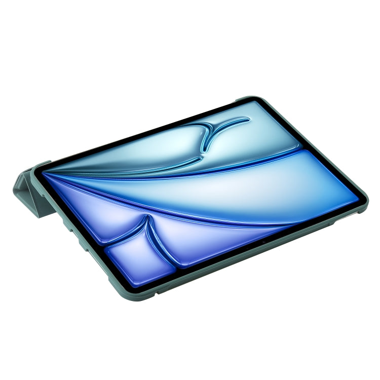 For iPad Air 11 2025 / 2024 TPU Deformation Flip Leather Tablet Case with Holder(Dark Green) by buy2fix