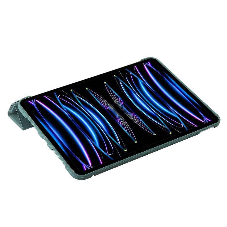 For iPad Pro 13 2025 / 2024 TPU Deformation Flip Leather Tablet Case with Holder(Dark Green) by buy2fix