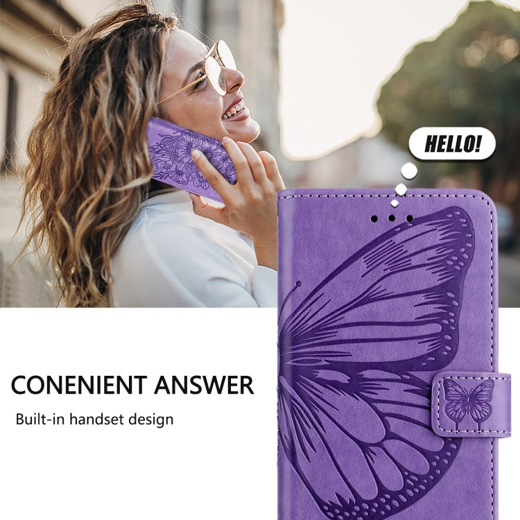 For OnePlus 12 5G Global Embossed Butterfly Leather Phone Case(Light Purple) by buy2fix