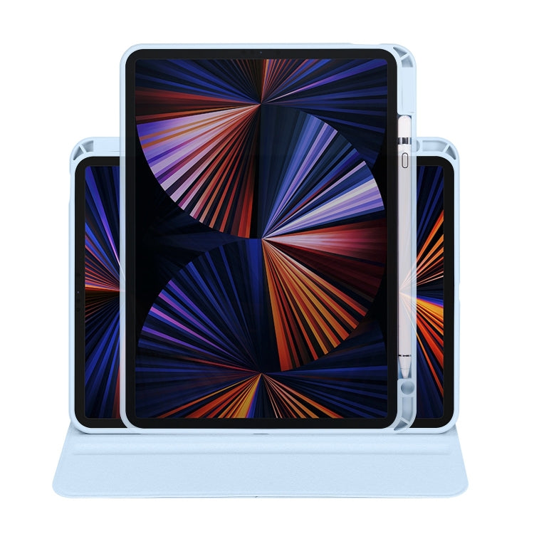 For iPad Pro 13 2025 / 2024 Acrylic 360 Degree Rotation Holder Leather Tablet Case(Ice Blue) by buy2fix