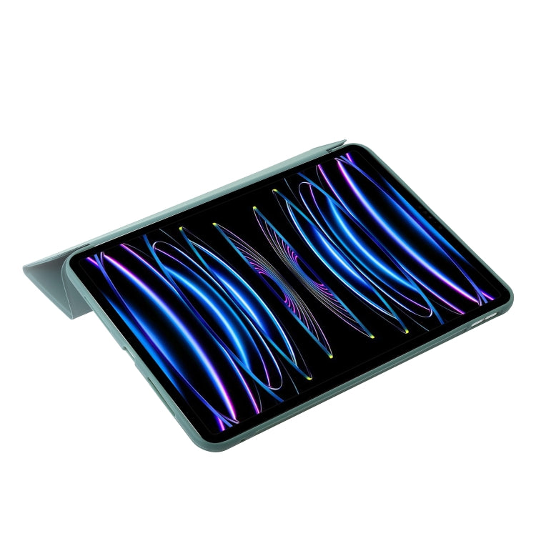 For iPad Pro 13 2025 / 2024 Three-fold Holder Flip Tablet Leather Case(Dark Green) by buy2fix