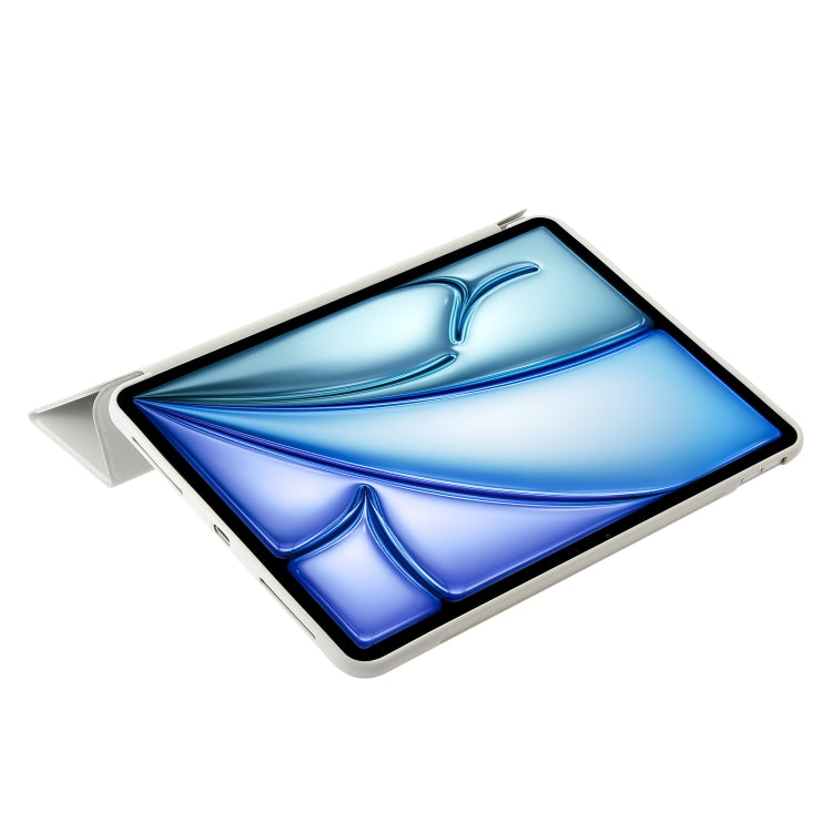 For iPad Air 13 2025 / 2024 Three-fold Holder Flip Tablet Leather Case(Grey) by buy2fix