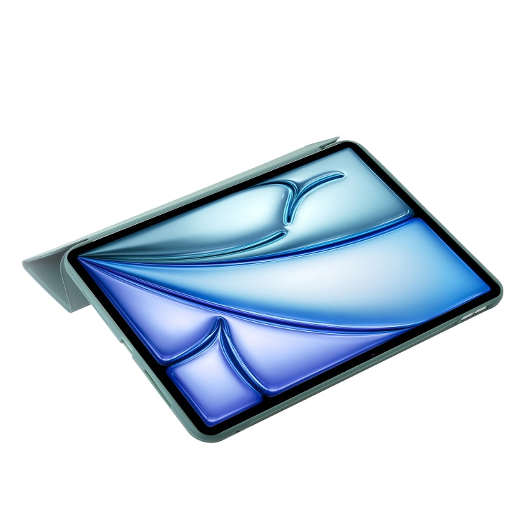 For iPad Air 11 2025 / 2024 Three-fold Holder Flip Tablet Leather Case(Dark Green) by buy2fix