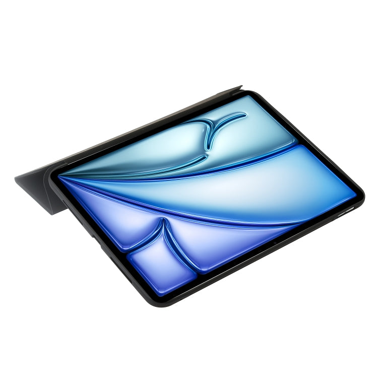 For iPad Air 11 2025 / 2024 Three-fold Holder Flip Tablet Leather Case(Black) by buy2fix