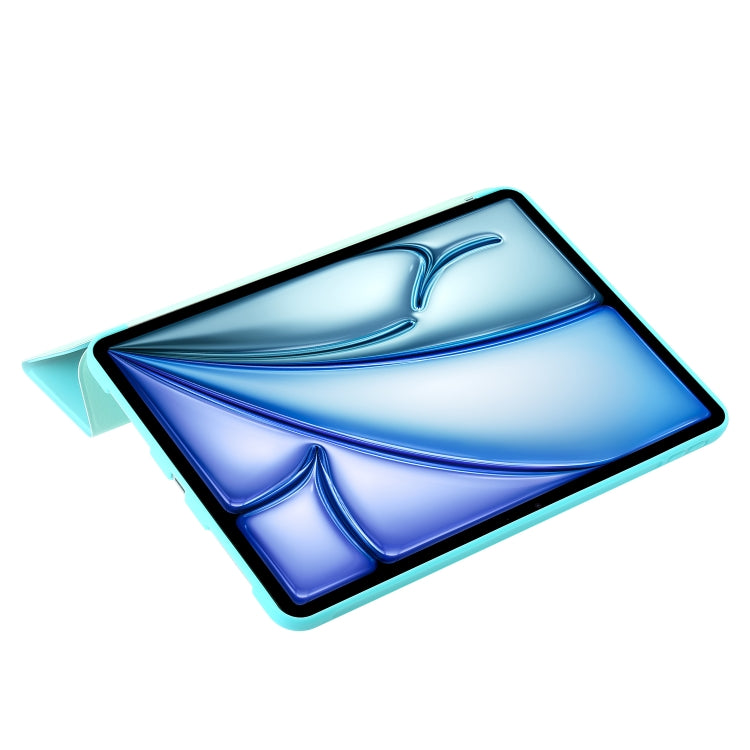 For iPad Air 11 2025 / 2024 Three-fold Holder Flip Tablet Leather Case(Mint Blue) by buy2fix