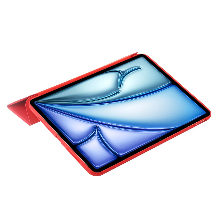 For iPad Air 11 2025 / 2024 Three-fold Holder Flip Tablet Leather Case(Red) by buy2fix