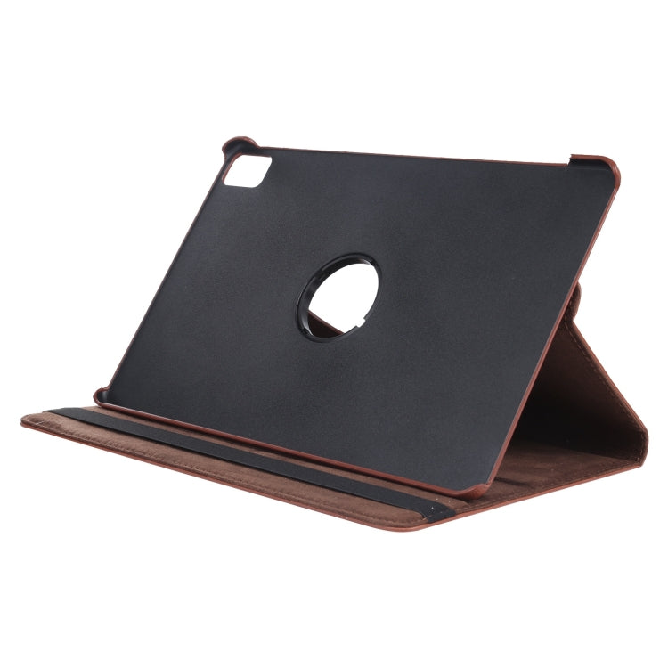 For iPad Air 11 2025 / 2024 360 Degree Rotation Litchi Texture Leather Tablet Case with Holder(Brown) by buy2fix