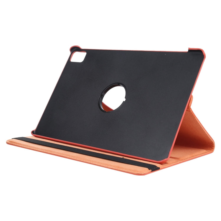 For iPad Pro 11 2025 / 2024 360 Degree Rotation Litchi Texture Leather Tablet Case with Holder(Orange) by buy2fix
