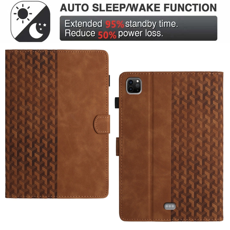 For iPad Pro 11 2025 / 2024 Building Blocks Embossed Leather Smart Tablet Case(Brown) by buy2fix