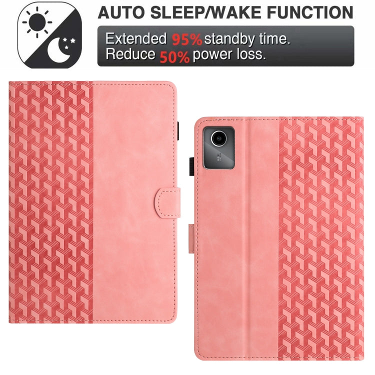 For Lenovo Tab M11/Xiaoxin Pad 11 2024 Building Blocks Embossed Leather Smart Tablet Case(Pink) by buy2fix