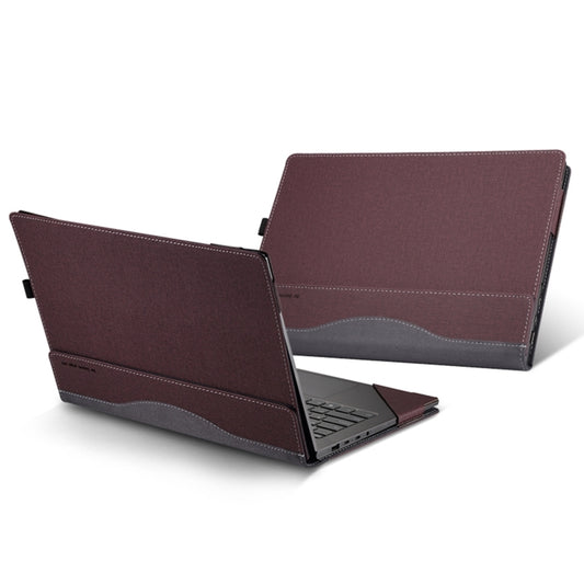 For HP Pavilion X360 Laptop 14-dw / 14m-dw Leather Laptop Shockproof Protective Case(Wine Red) by buy2fix