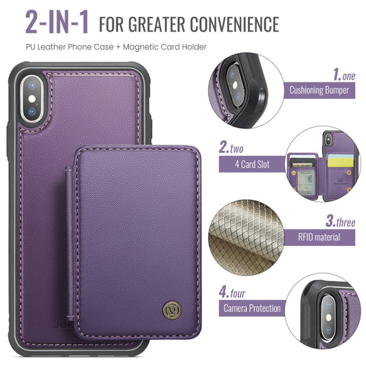 For iPhone X / XS JEEHOOD J05 Business Magnetic Style RFID Leather Phone Case(Purple) - More iPhone Cases by JEEHOOD | Online Shopping UK | buy2fix