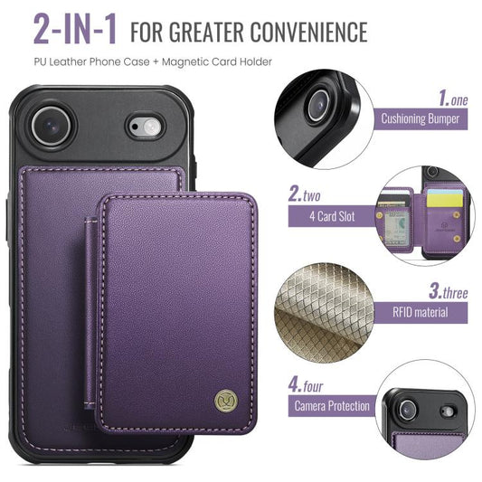 For iPhone Air JEEHOOD J05 Business Magnetic Style RFID Leather Phone Case(Purple) - iPhone Air Cases by JEEHOOD | Online Shopping UK | buy2fix