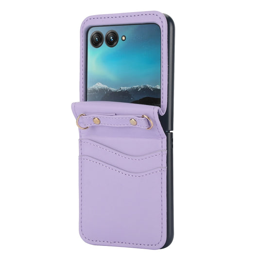 For Motorola Razr 40 Ultra Dual Card Slots Folding Phone Case(Purple) by buy2fix