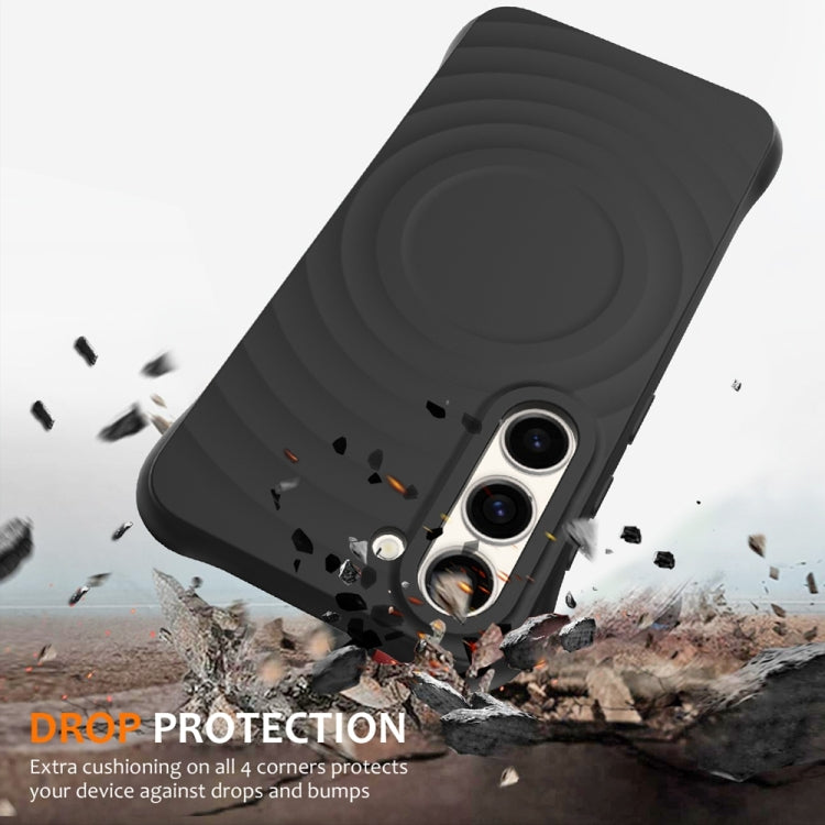 For Samsung Galaxy S23 5G Wave Texture MagSafe Magnetic Liquid Silicone Phone Case(Black) by buy2fix