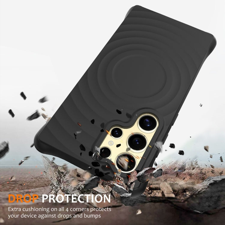 For Samsung Galaxy S25 Ultra 5G Wave Texture MagSafe Magnetic Liquid Silicone Phone Case(Black) by buy2fix