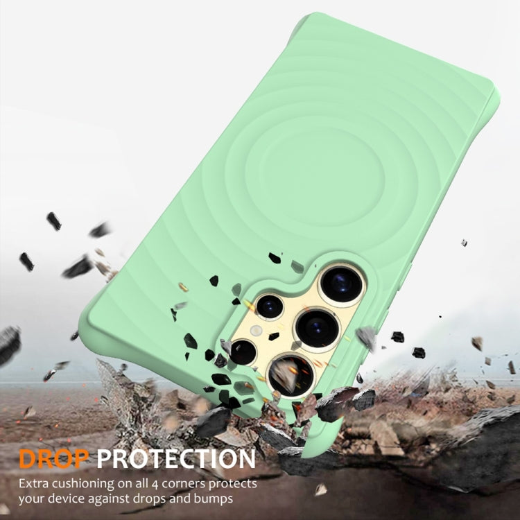 For Samsung Galaxy S25 Ultra 5G Wave Texture MagSafe Magnetic Liquid Silicone Phone Case(Green) by buy2fix