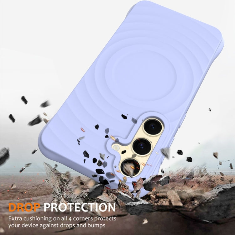 For Samsung Galaxy S25 5G Wave Texture MagSafe Magnetic Liquid Silicone Phone Case(Purple) by buy2fix