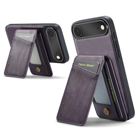 For iPhone 17 Air Fierre Shann Cowhide Vertical Flip Magnetic Card Holder Phone Case(Purple) - iPhone 17 Air Cases by FIERRE SHANN | Online Shopping UK | buy2fix