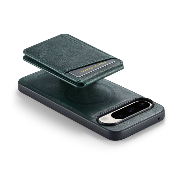 For Google Pixel 9 Fierre Shann Cowhide Vertical Flip Magnetic Card Holder Phone Case(Green) by FIERRE SHANN
