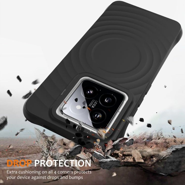 For Xiaomi 14 Pro Wave Texture MagSafe Magnetic Liquid Silicone Phone Case(Black) by buy2fix