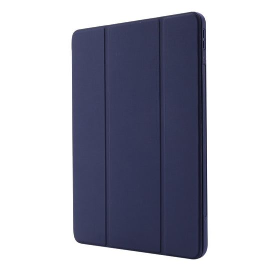 For iPad Air 11 2025 / 2024 Skin Feel Tri-fold Leather Tablet Case with Pen Slot(Dark Blue) by buy2fix