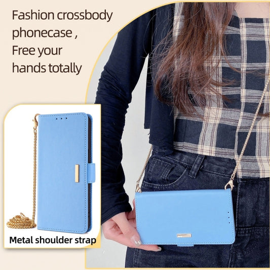 For OnePlus 12 5G Crossbody Chain Leather Phone Case(Blue) by buy2fix