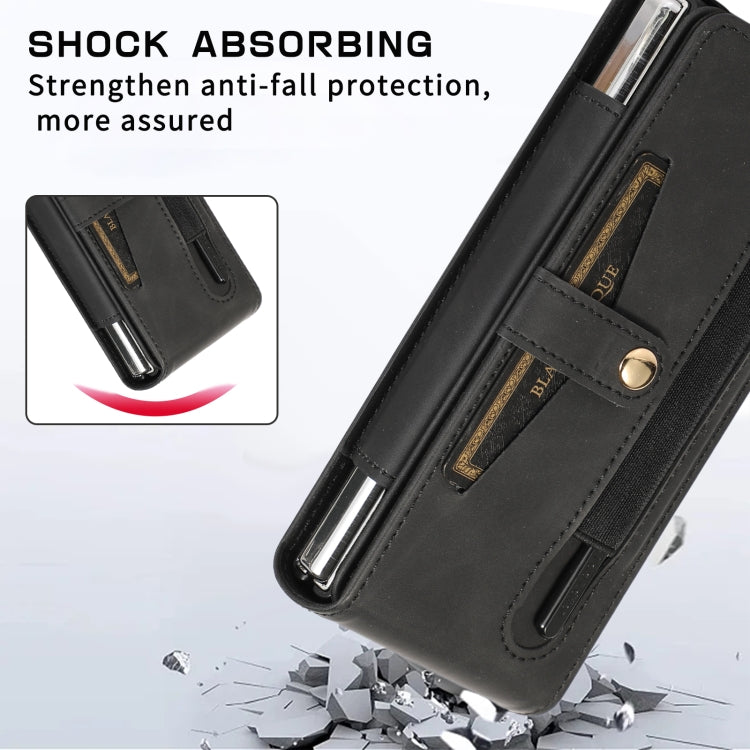 For Samsung Galaxy Z Fold4 5G PC Foldable Shockproof Leather Phone Case with Stylus(Black) - Galaxy Z Fold4 5G Cases by buy2fix | Online Shopping UK | buy2fix