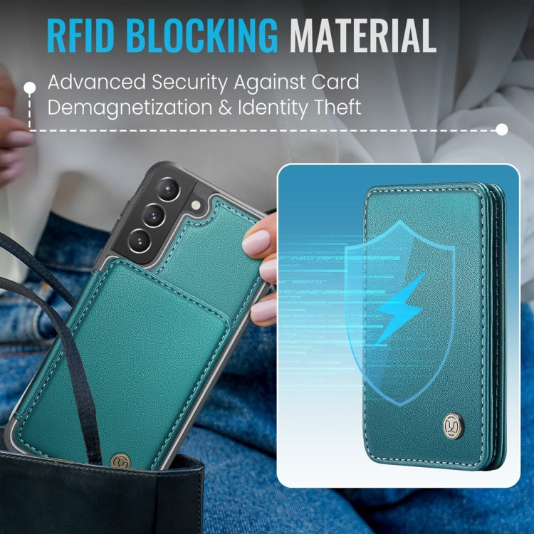 For Samsung Galaxy S21 5G JEEHOOD J05 Business Magnetic Style RFID Leather Phone Case(Blue Green) - Galaxy S21 5G Cases by JEEHOOD | Online Shopping UK | buy2fix
