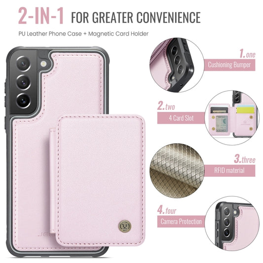 For Samsung Galaxy S21 FE 5G JEEHOOD J05 Business Magnetic Style RFID Leather Phone Case(Pink) - Galaxy Phone Cases by JEEHOOD | Online Shopping UK | buy2fix