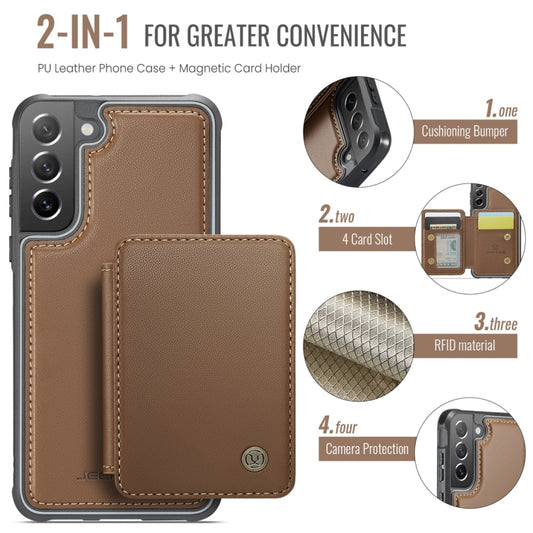 For Samsung Galaxy S21 FE 5G JEEHOOD J05 Business Magnetic Style RFID Leather Phone Case(Brown) - Galaxy Phone Cases by JEEHOOD | Online Shopping UK | buy2fix