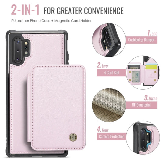 For Samsung Galaxy Note10+ 5G JEEHOOD J05 Business Magnetic Style RFID Leather Phone Case(Pink) - Galaxy Phone Cases by JEEHOOD | Online Shopping UK | buy2fix